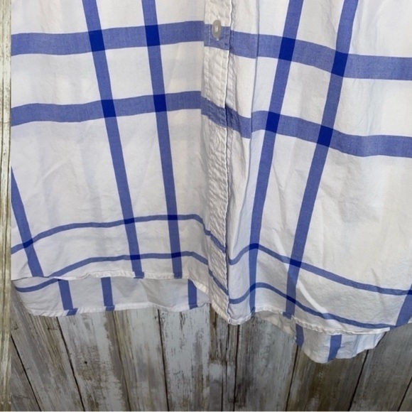 Lane Bryant White & Blue Plaid Button Down - Picture 2 of 5